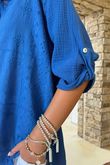 Made in Italy Pia Pillow Cotton Embroidered Tile Classic Shirt Mediterranean Blue